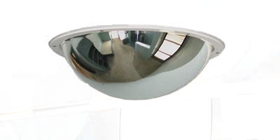 Reduced-ligature stainless steel dome mirror